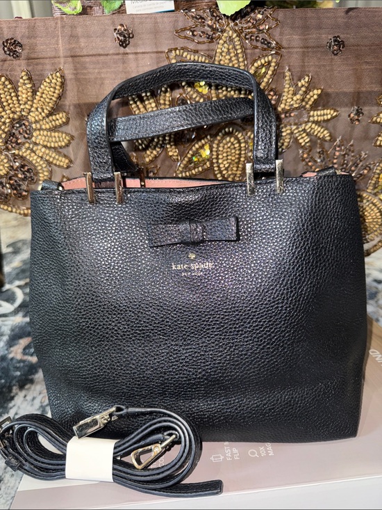 kate spade Handbags - kate spade Black Pebbled Leather Satchel with Bow Accent suede inside
